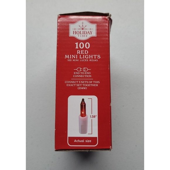 Holiday Time 100 Red Mini Lights White Wire New Open Box - Picture 4 of 11